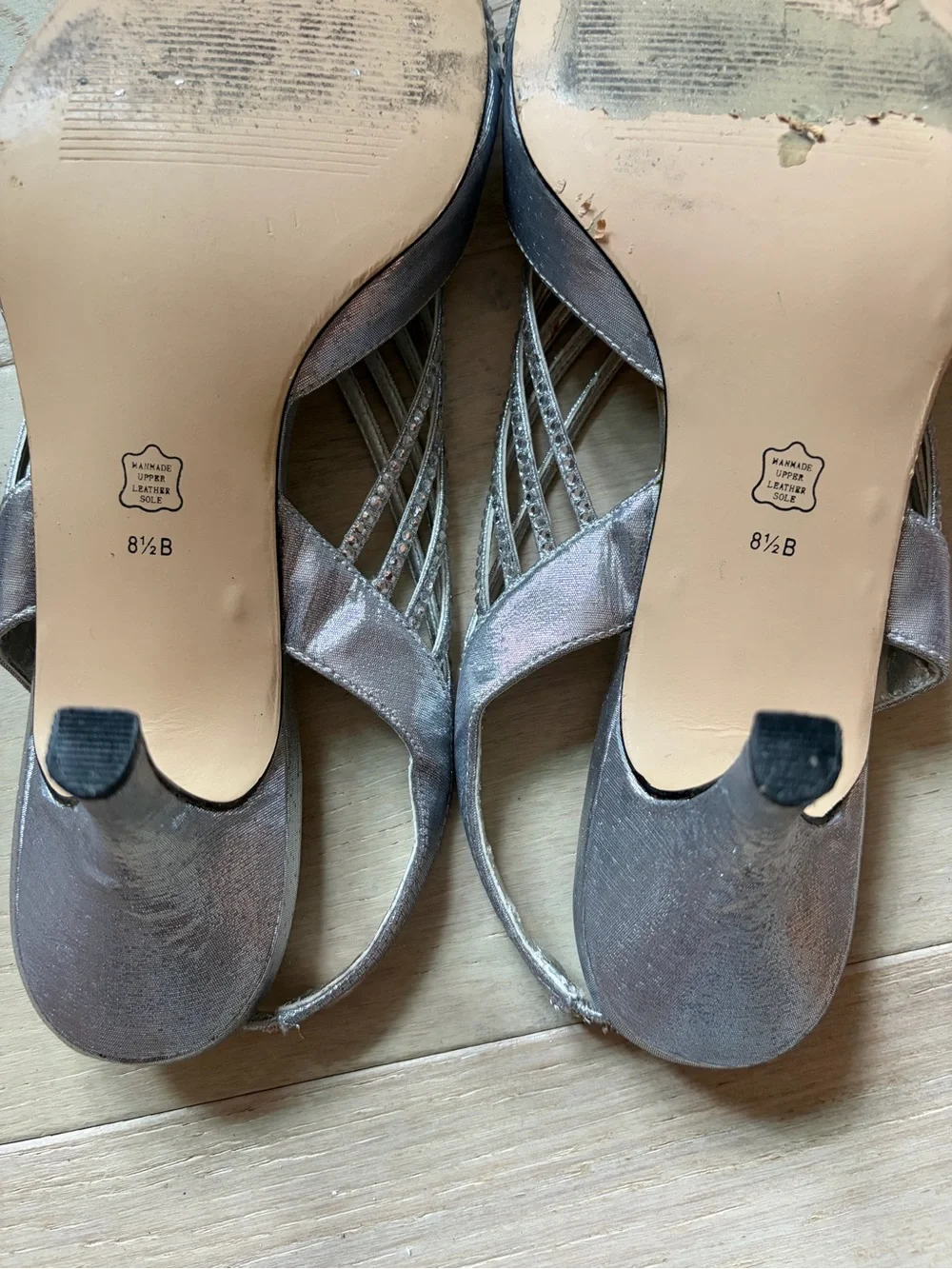 Caparros Silver Embellished Slingback Heels